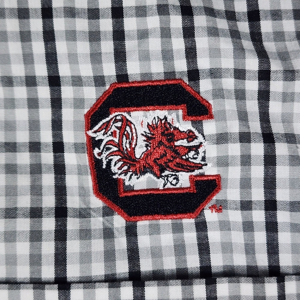 Cutter & Buck Mens South Carolina Gamecocks Gingham Shirt 3XL Black White - Picture 3 of 9